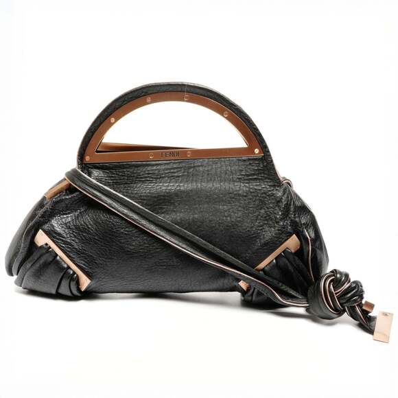 Fendi Handbags - FENDI Black Leather Shoulder Bag